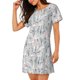 thumbnail image 2 of Fotbe white Moose winter tree Bata de Dormir para Mujer con Estampado, Camisón de Algodón de Manga Corta, Ropa de Dormir Casual, 2 of 6