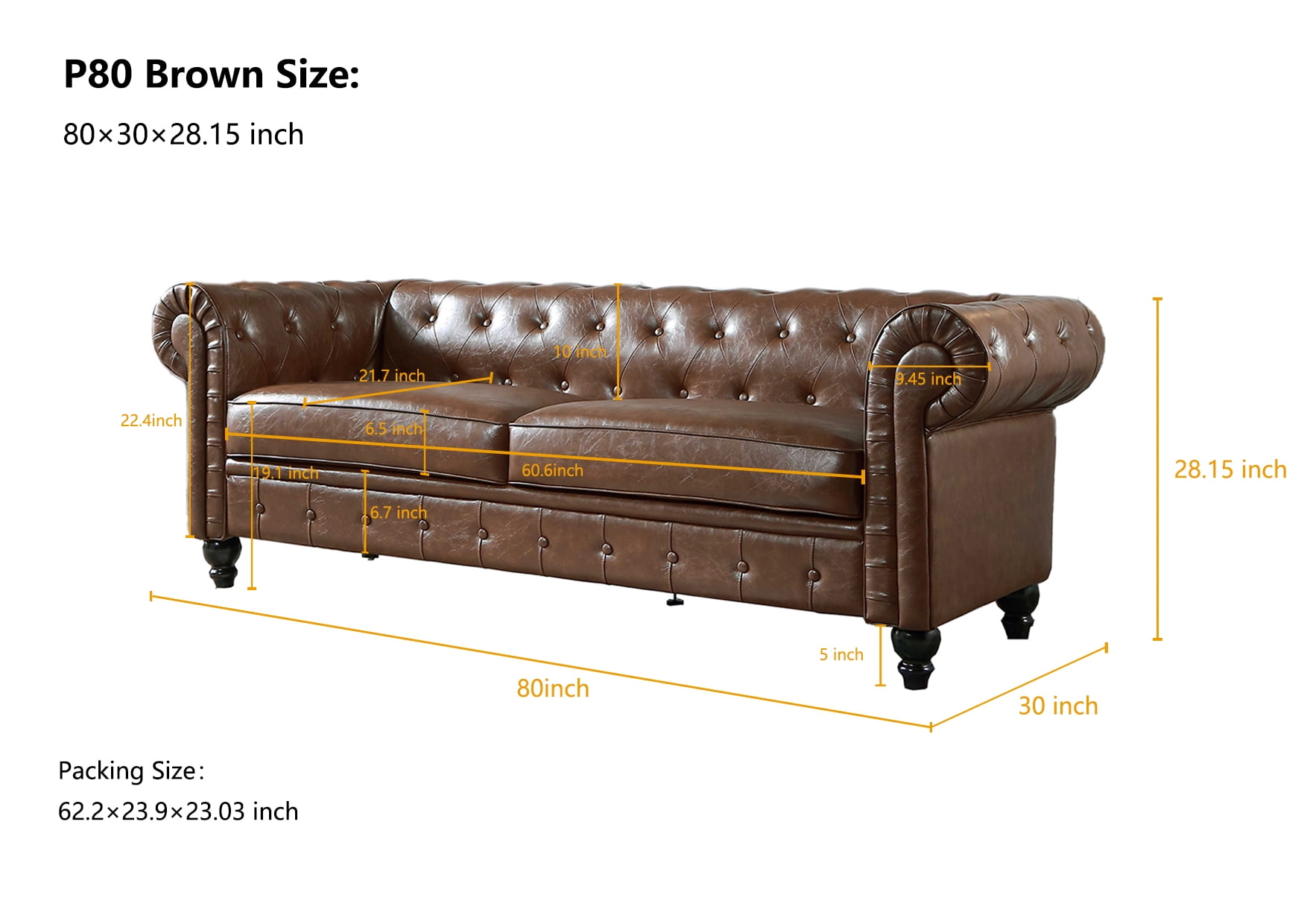 2 Seater Chesterfield Sofa Dimensions
