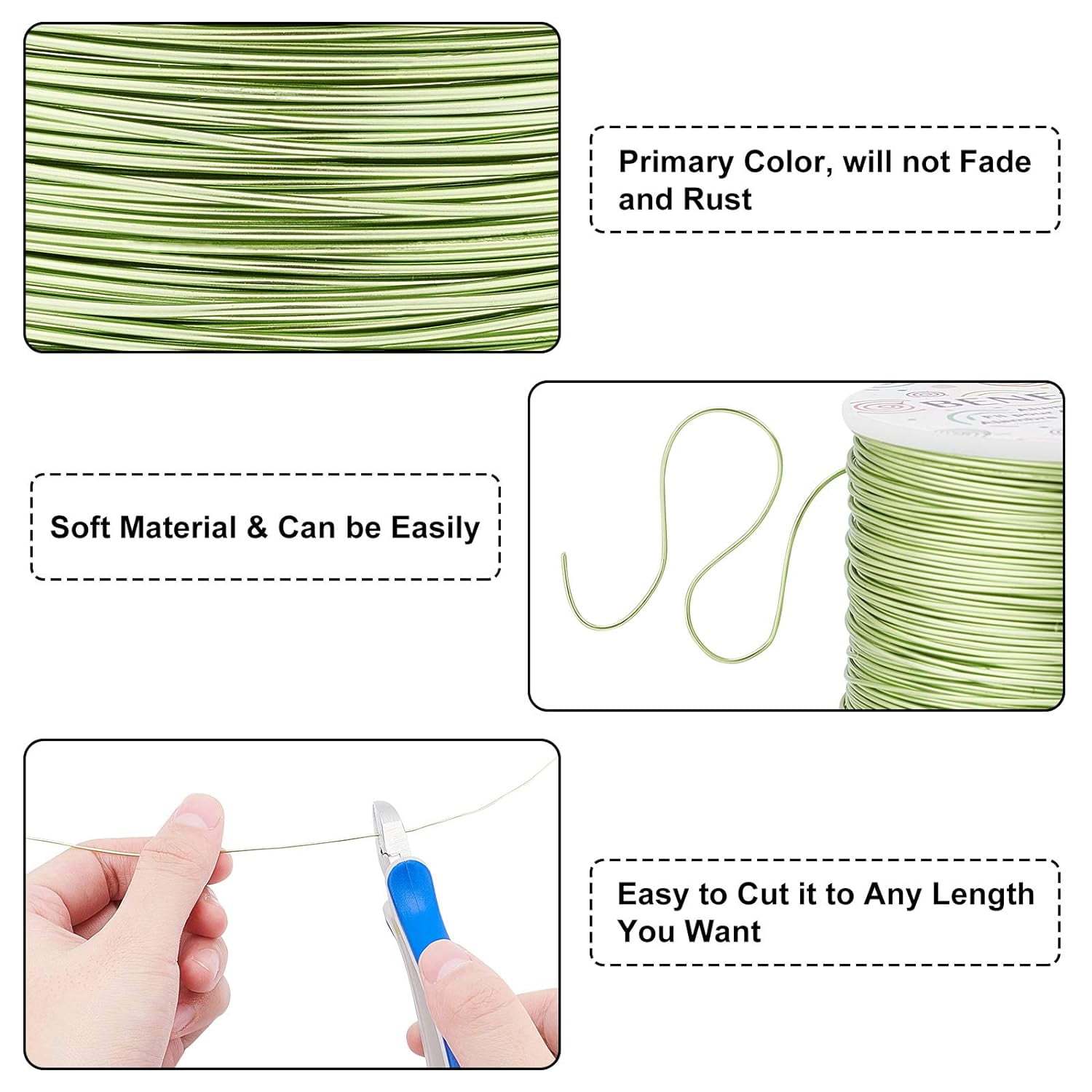 20 Gauge 770FT Resistant Jewelry Beading Wire Bendable Aluminum Sculpting Metal Wire for Jewelry Craft Beading Work St. Patrick's Decor Yellow Green DIY Making