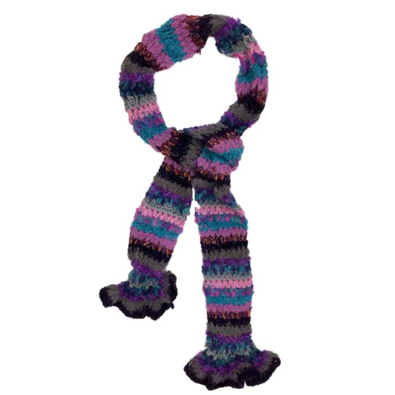 Womens Hand Crafted Purple & Blue Multi Color Winter Scarf