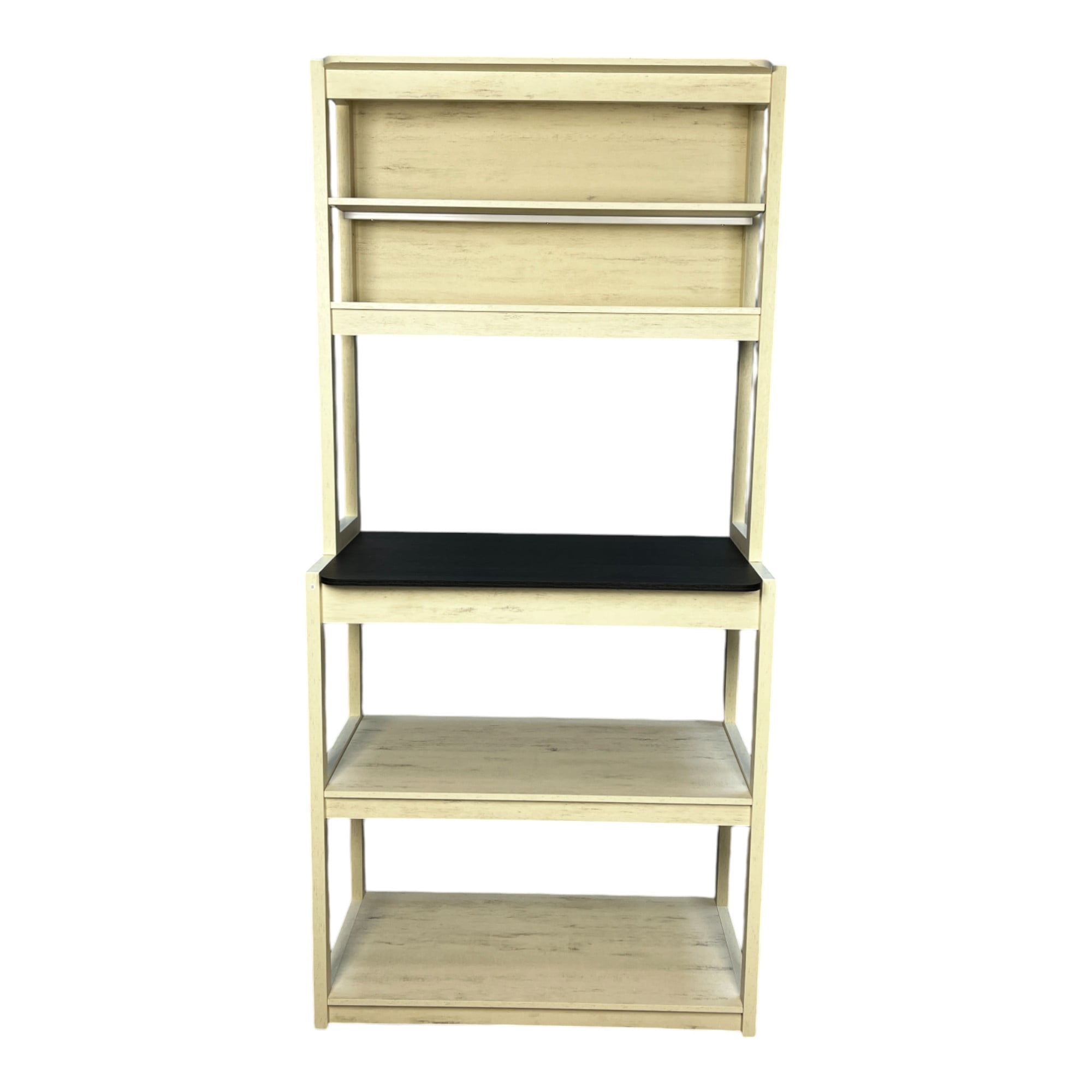 5-Tier Bakers Rack, Kitchen Storage Shelf and Microwave Stand with Coffee Bar, Particle Board Organizer for Pantry, 31.50 Inch, White and Black
