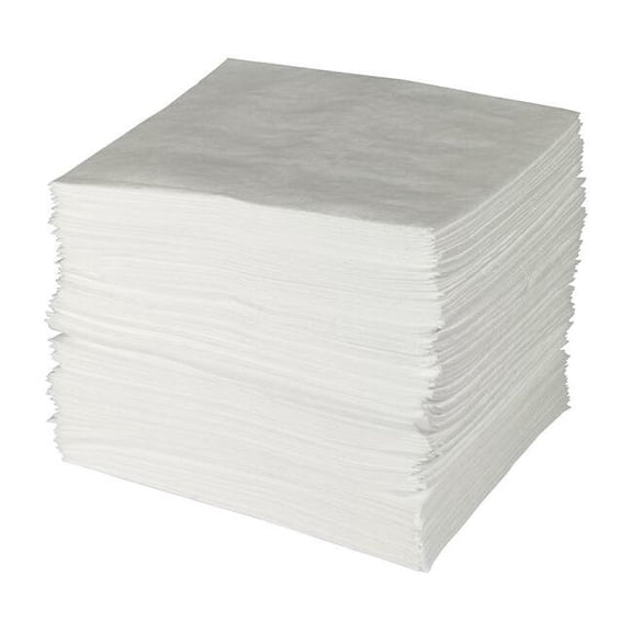 Brady Sorbent Pad, 23 gal, 15 in x 19 in, Oil, White, Polypropylene ENV300
