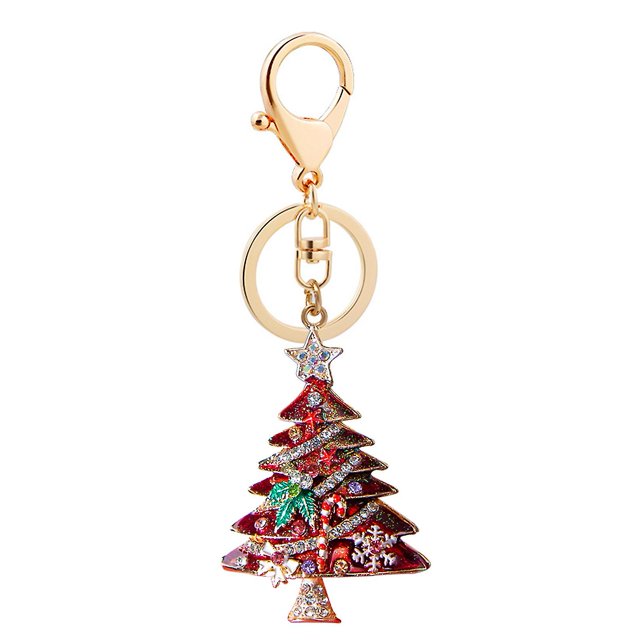 Farfi encantadora forma de árbol de Navidad cuelga decorado con un hermoso y de moda llavero de suspensión metálica