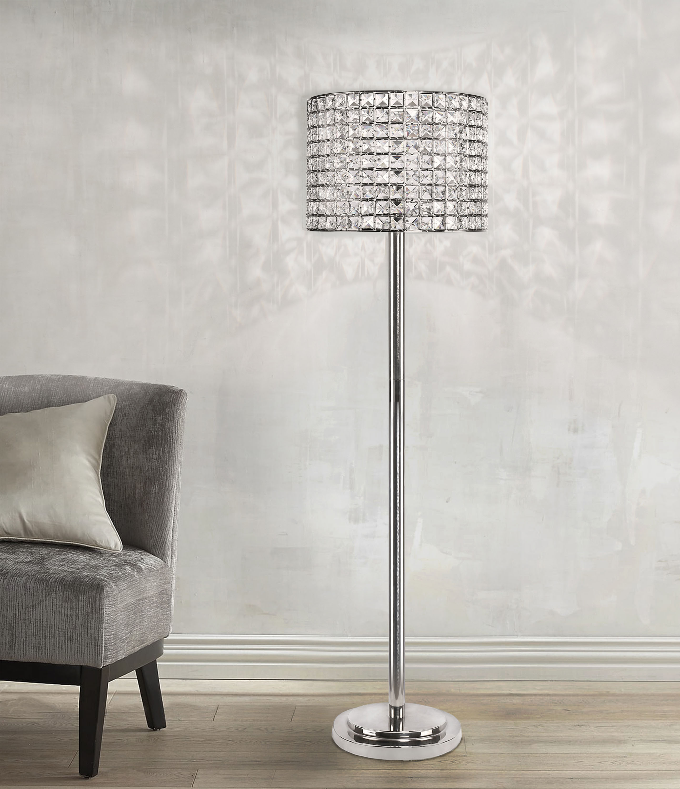 Grandview Gallery 58 Polished Nickel Modern Glam Floor Lamp With