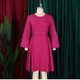 thumbnail image 2 of AURA Plus Size Belted Swing Midi Dress Long Sleeve Crewneck High Waist Large Skirt Elegant Fall Winter Dress with Zipper, 2 of 9