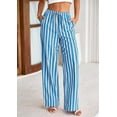 thumbnail image 4 of PRETTYGARDEN Women's Wide Leg Lounge Pants Summer Drawstring Elastic Waist Comfy Striped Bottoms Trendy Clothes, 4 of 7