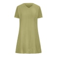 thumbnail image 5 of Wycnly Womens Dresses Plus Size Casual Lightweight Comfy Loose Tunic Tshirt Dresses Summer Solid V-Neck Short Sleeve Formal Mini Dress Army Green l, 5 of 6