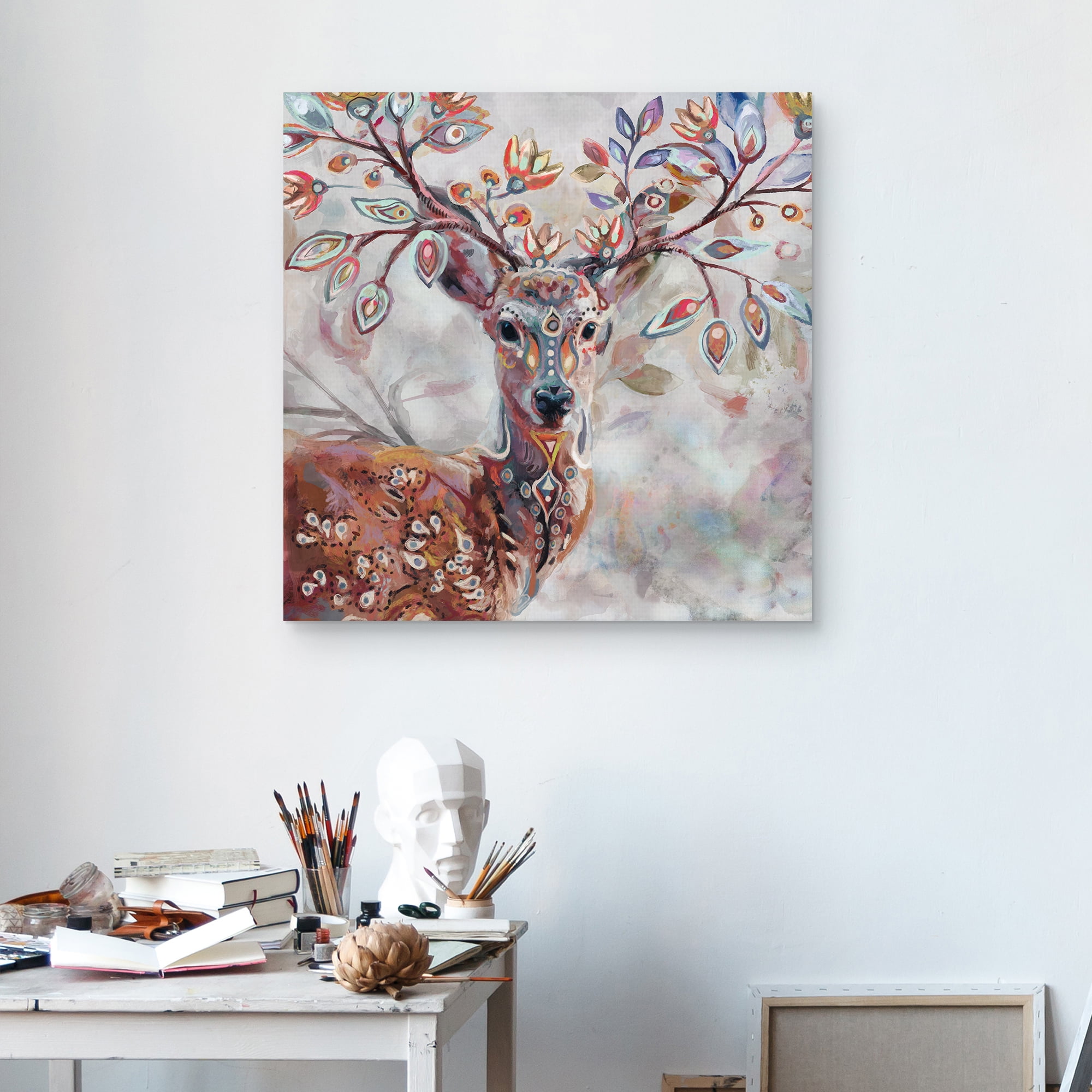 Boho Deer by Studio Arts Canvas Art Print