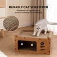 thumbnail image 4 of Cat Scratcher House, 2 in 1 Cat Bed and Cave with Hanging Ball Toys, Wooden Scratching Board for Kittens and Adult Cats, 4 of 10