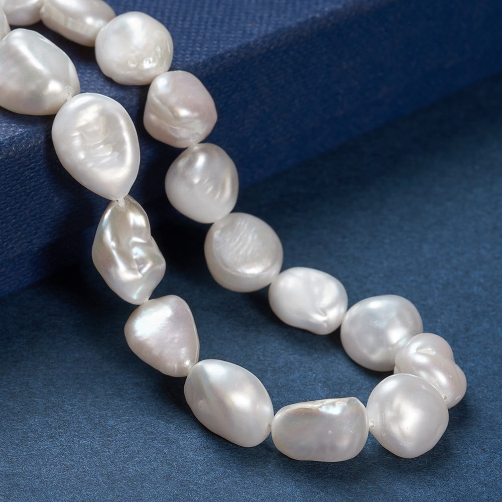 Natural Baroque Pearl Keshi Pearl Beads Strands Cultured Freshwater Pearl White 11~19x9~14x5~8mm Hole: 0.2mm 35pcs/strand 15.5 inch