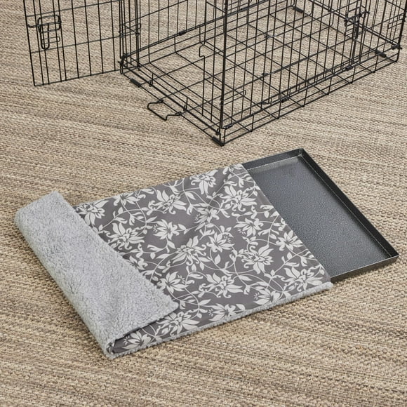 MidWest Homes for Pets Quiet Time Reversible Crate Pan Cover 36' Gray Floral/Fleece