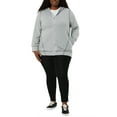 thumbnail image 3 of Unique Bargains Women's Plus Size Fleece Jacket Zip Front Long Sleeve Hoodie 2X Gray, 3 of 7