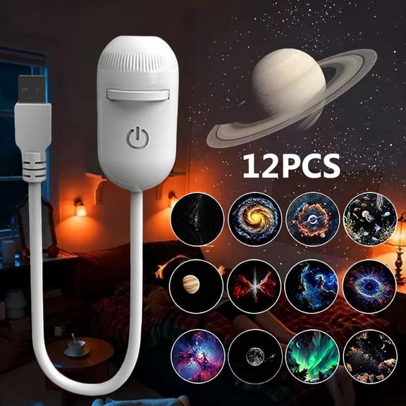 12 in 1 Galaxy Projector HD 5d Holographic 360° Rotating LED Night Light