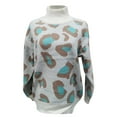 thumbnail image 4 of Lovskoo 2024 Sweaters for Women Turtleneck Lazy School Style Leopard Print Mock Neck Pullover Sweater Loose Long Sleeved Top Green, 4 of 5