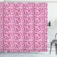 thumbnail image 1 of Animals Shower Curtain, Primitive Geometric Animal Figures Such as Rhino Goat Koala and Lemur, Fabric Bathroom Set with Hooks, 69W X 70L Inches, Pink Dark Magenta White, by Ambesonne, 1 of 3