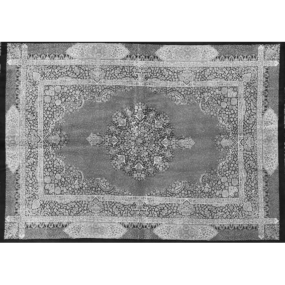 Ahgly Company Indoor Rectangle Medallion Gray Traditional Area Rugs, 7' x 9'