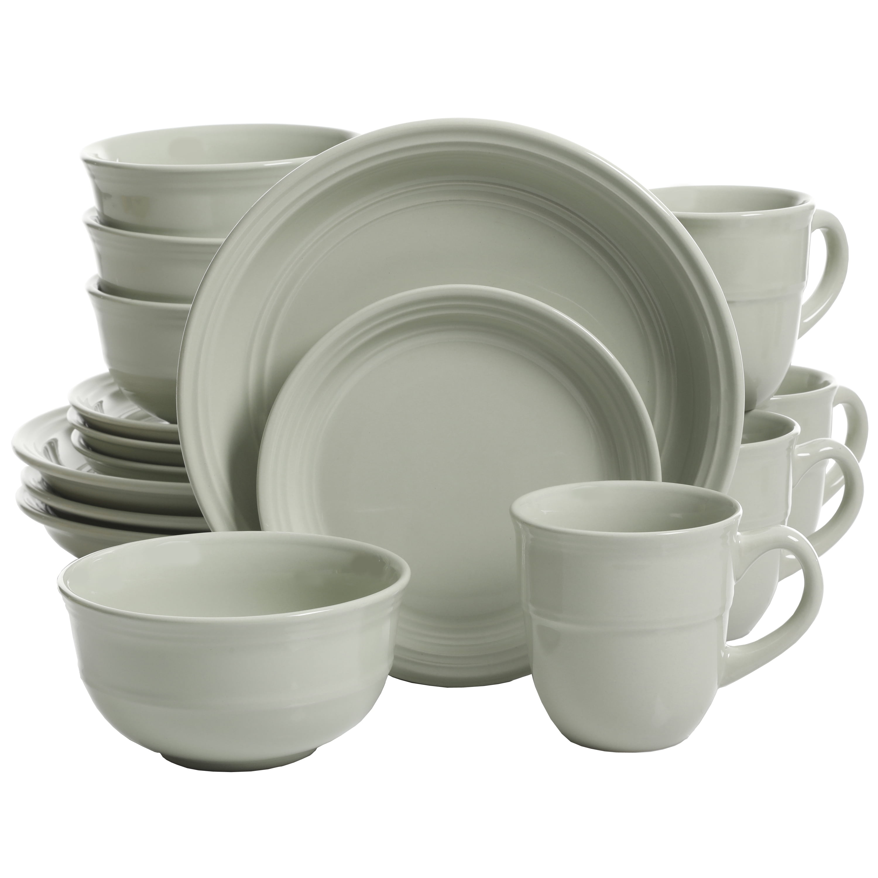 Mainstays Rainforest Green 16-Piece Stoneware Dinnerware Set