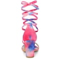 thumbnail image 4 of Sandalias de tacones gruesos con tiras y cordones Tie Dye para mujer Rosa 36, 4 of 6