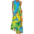 thumbnail image 2 of Dihao Dresses for Women 2024 Plus Size Dress The Carnival Women Sleeveless V-Neck Casual Long Dress Loose Tie-Dye Printed Tank Dress with Pockets Vacation Beach Sundress Suspender Skirt, 2 of 5