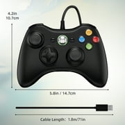 PC Controller, Wired Controller for Xbox 360/PC, 71 in/1.8m USB cable , Double Vibration-Black