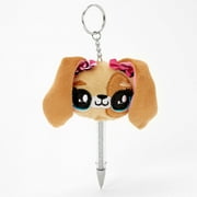 Claire’s Plush Brown Puppy Dog Ballpoint Pen W silver Glitter Keychain