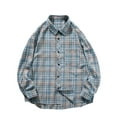 thumbnail image 1 of Blusa y camisa de manga larga con cuello vuelto para hombre, con solapa estampada y botones, bolsillo tipo cárdigan, blusa de manga larga con cuello vuelto, blusa de poliéster para hombre, 1 of 3