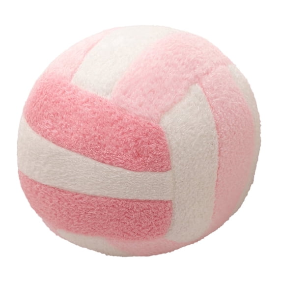 1Pcs 9.45in Volleyball Pillow Sport Ball Pillow Fluffy Plush Stuffed Cushion Volleyball Sport Theme Party Plush Soft Cushion Toy Gift for Ball Enthusiast Room Decor，Pink And White