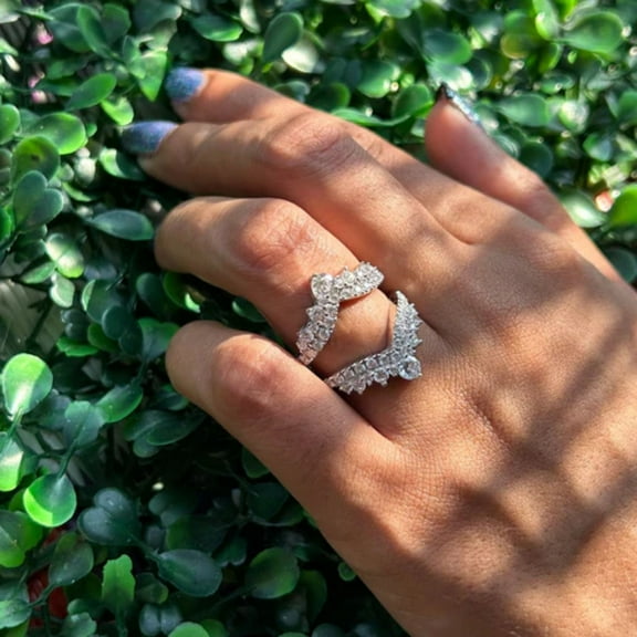 2.00Ct Round Cut Diamond Ring Jacket 925 Sterling Silver Wedding Ring Guard for Women