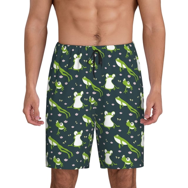 Fotbe Green Frogs Pantalones Cortos de Pijama para Hombre, Ropa de Dormir, Pantalones de Pijama Cortos para Hombre-XX-Large