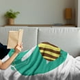 thumbnail image 3 of Queen Bee Soft Flannel Fleece Throw Blanket, Winking Bumblebee Cartoon Doodle Happy Words Circle Abstract Background, Cozy Plush for Indoor and Outdoor Use, 70" x 90", Multicolor, by Ambesonne, 3 of 5