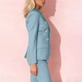 thumbnail image 6 of BXINGOHAI Women's Two Piece Sets Pants Suits Dressy Business Casual Outfits Professional Blazer Pantsuits Set Work Office Light Blue M, 6 of 7