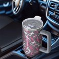 thumbnail image 6 of Pink Breast Cancer Tumbler with Handle and Lid,40oz Double Wall Vacuum Insulated Tumbler,Cups Gift for Women and Men, 6 of 7