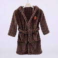 thumbnail image 2 of ZACPNCV Girls Fleece Robe Boys Hooded Bathrobe Soft Flannel Robe For Kids Brown 3-12 Years, 2 of 5