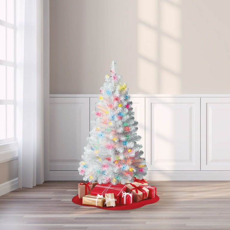 White christmas tree 2024 with colored lights