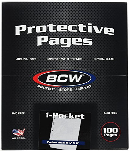 1 pocket 8.5 8 1/2 X 11 Photos BCW Pages 50 sheets 