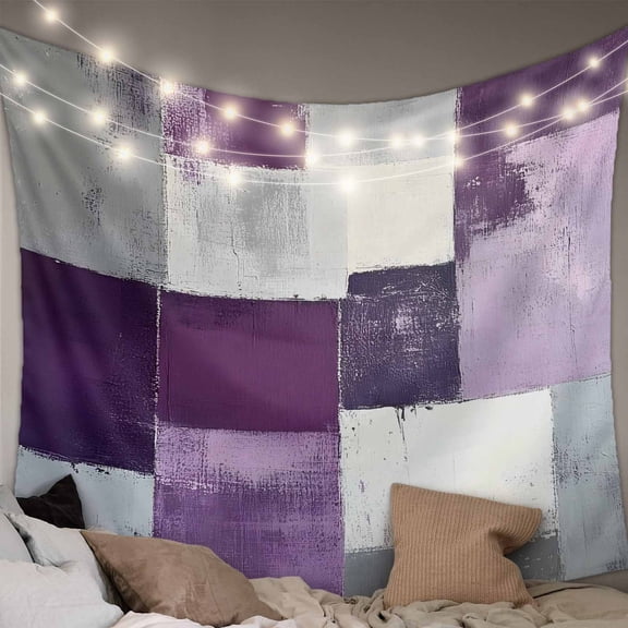Rustic Purple Large Tapestry for Bedroom Wall Hanging Tapestry, Abstract Oil Painting Grunge Art Ombre Ceiling Backdrop Tapestries Poster Blanket Wall Decor for Teens Room Living Room Dorm 86" x 104"