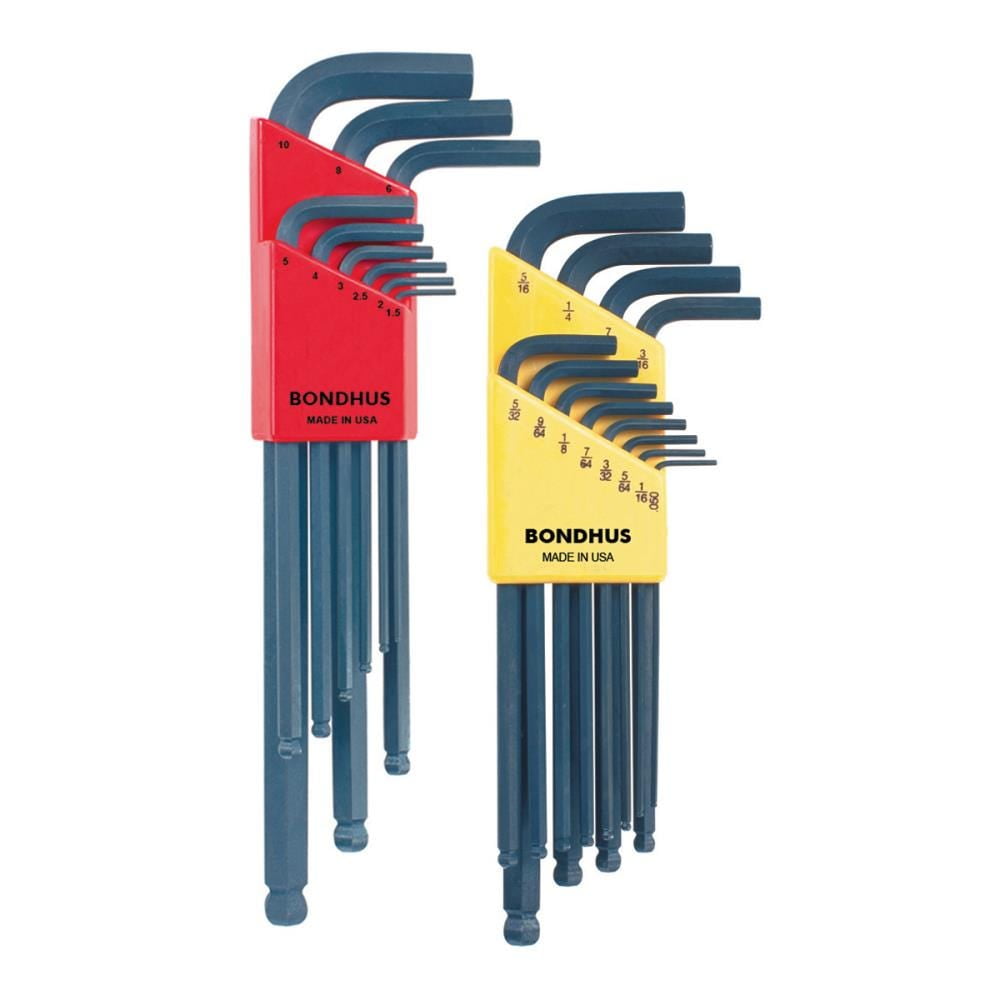 BONDHUS 20196 21 Pc. SAE/Metric Ball End LShaped Hex Key Set Walmart