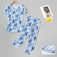 thumbnail image 2 of Mrzhqd Womens Pajamas Sleepwear Cotton Pajamas Set Short Sleeve Top Capri Pants Sleepwear Plus Blue 2Xl, 2 of 3