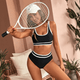 thumbnail image 4 of Olaglory Bikini Sets for Women High Waisted, Sporty Two Piece Tummy Control Swim Suits for Women 2026 Color Block Cheeky High Cut Bathing Suits, Black, 4 of 8