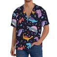 thumbnail image 1 of Balery Cartoon Dinosaur Camisa Casual de Manga Corta con Botones para Hombre, Texturizada, Estilo Cubano, para Playa, Verano-X-Large, 1 of 5