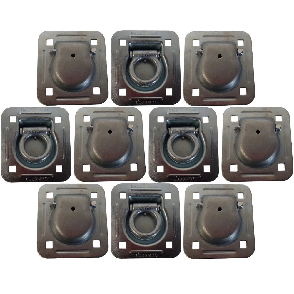 RAParts 10 pk Flush Mount Recessed Ring Trailer Cargo Tie Down Control D-Rings 6000 lbs.