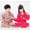 thumbnail image 4 of Pijamas gruesos de franela para niños y niñas, cárdigan de manga larga con solapa, para otoño e invierno, navidad, 4 of 4