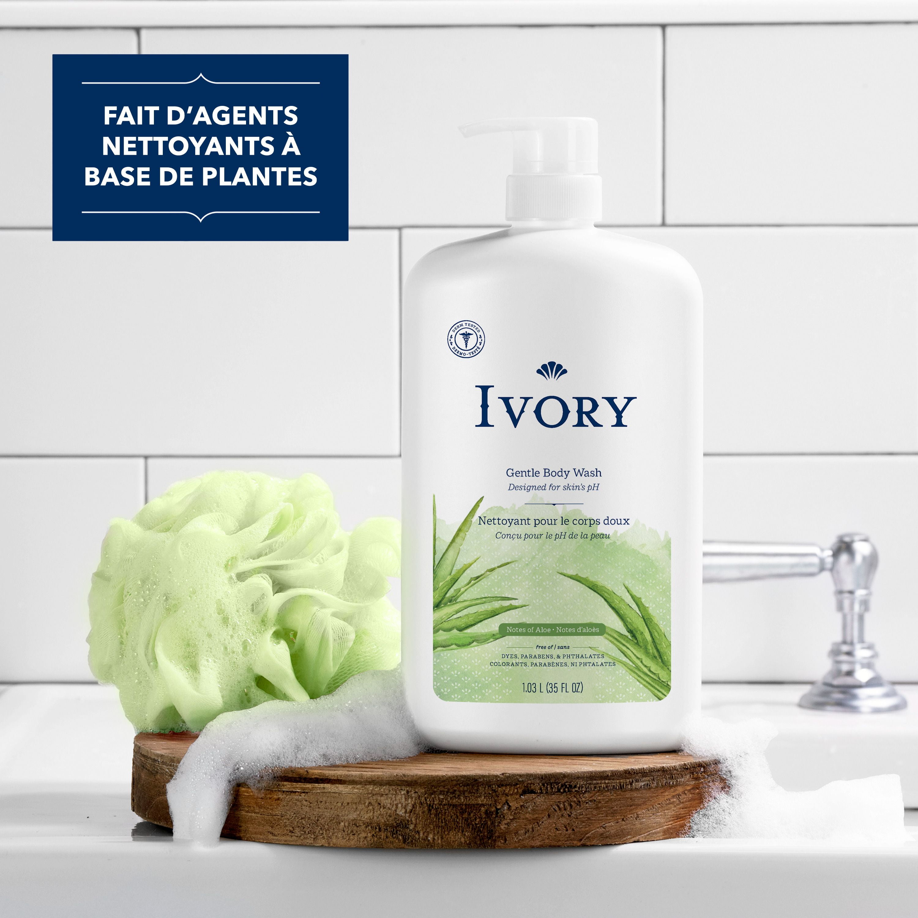 Ivory Gentle Body Wash, Notes of Aloe, 1035ML