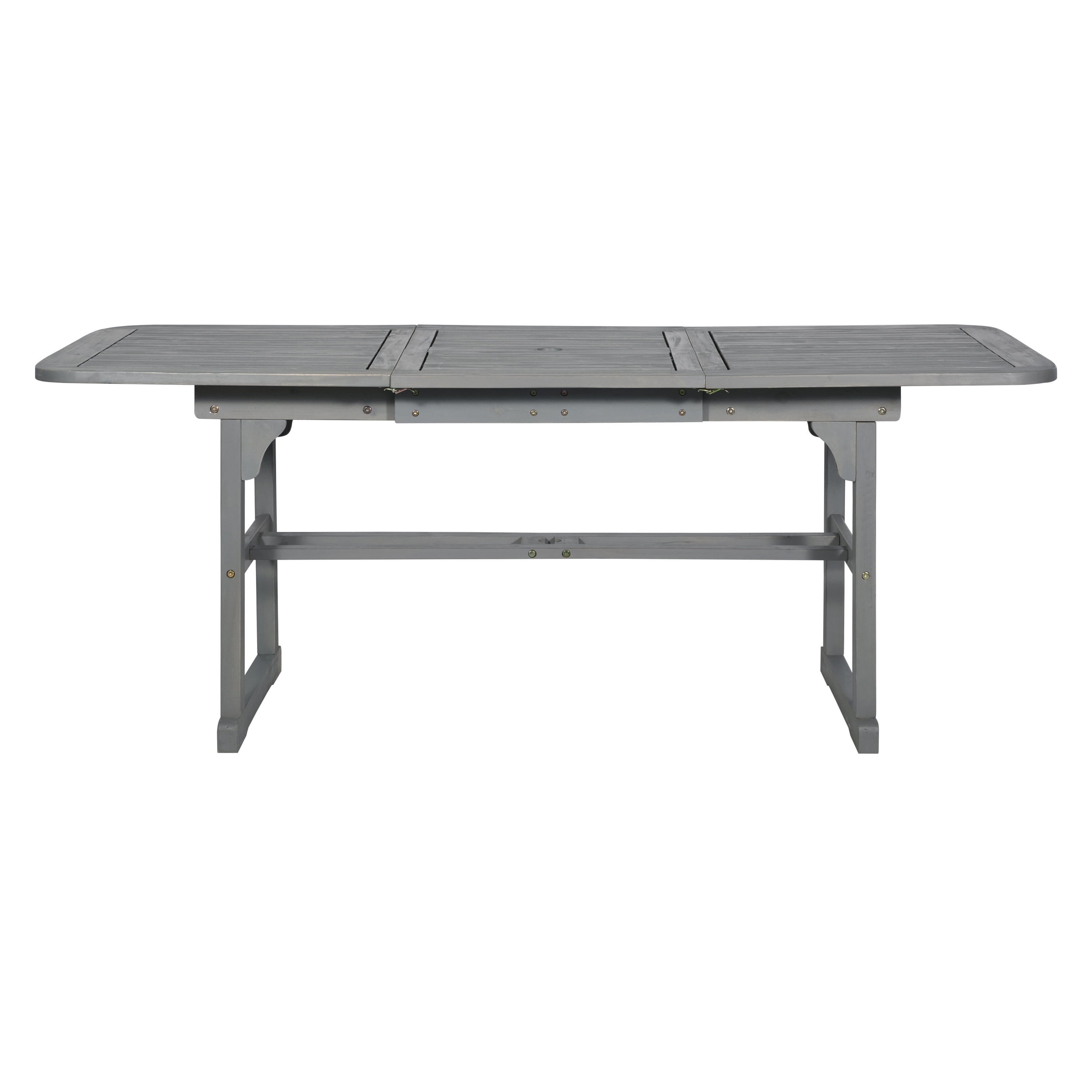 Walker Edison Wood Outdoor Patio Extendable Dining Table, Grey Wash