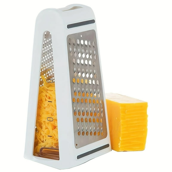 1PC Stainless Steel Multifunctional Shredder with Container, Double-Sided Grater for Vegetable & Cheese, Perfect for Kitchen Baking, Food Contact Safe