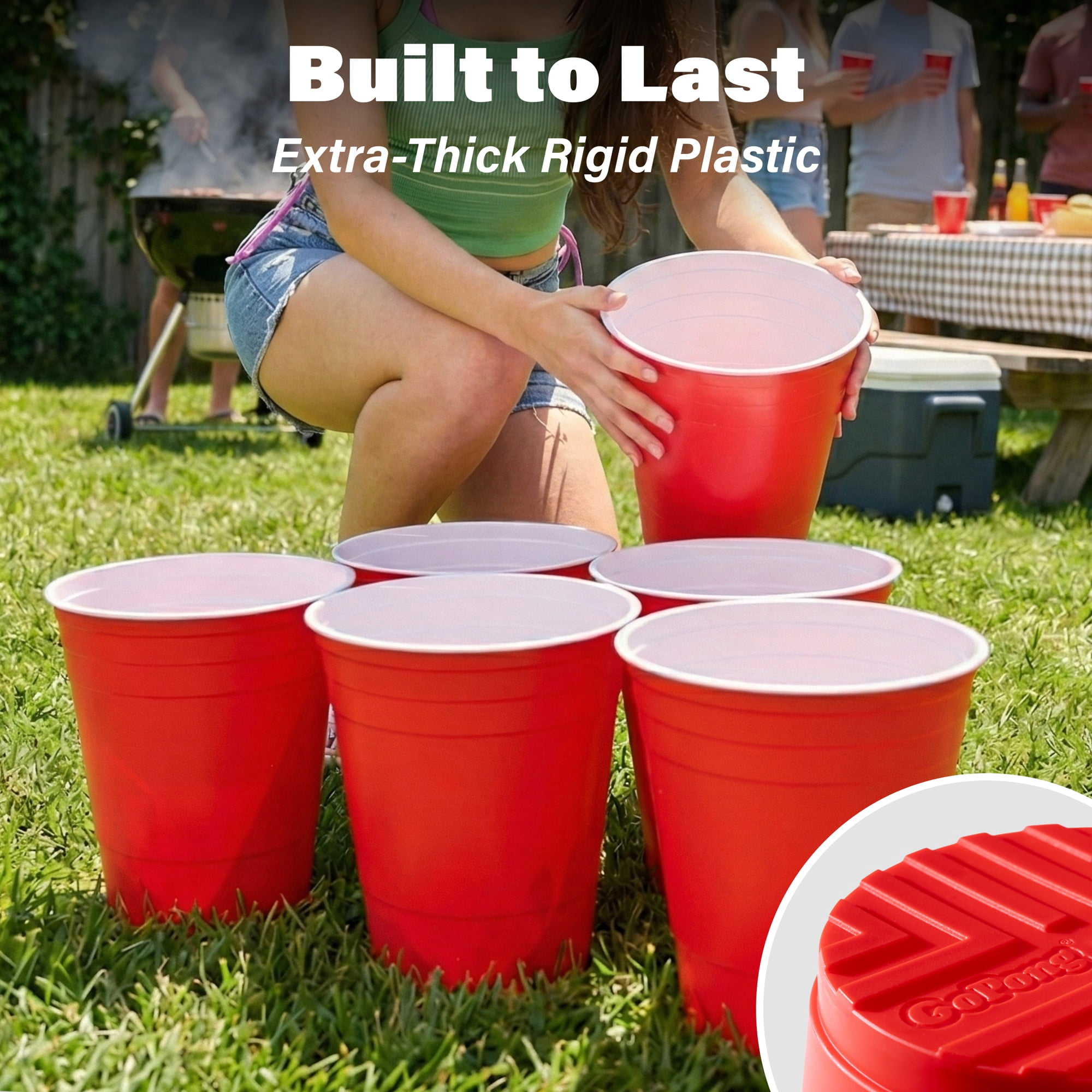 GoPong Giant Yard Pong Outdoor Game - Jumbo Sized Beer Pong PRO Set – Fun Beach and Lawn Party Games for Adults