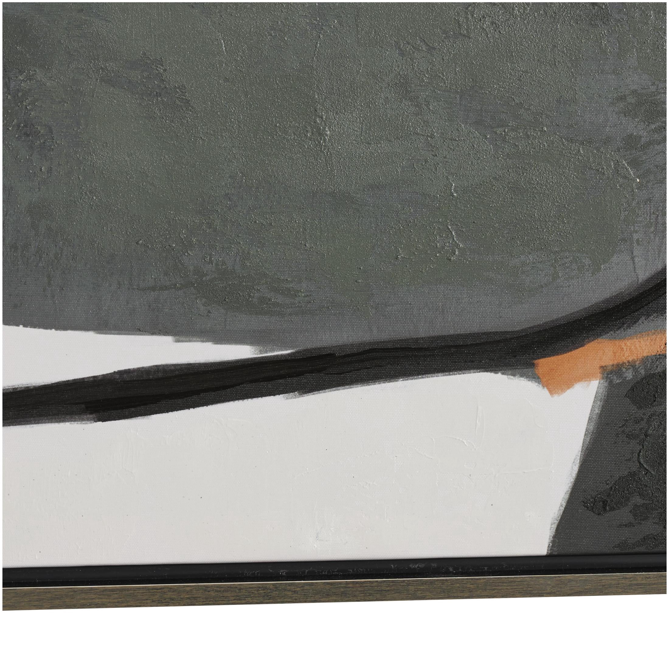 40" x 39" Line and Shape Abstract Framed Wall Art with Orange Accents, by DecMode
