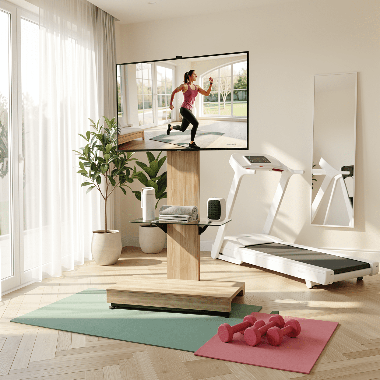 Homy Casa Mobile TV Stand for 32-75 Inch TVs with Wheels, Swivel Adjustable Height Storage Shelf and Drawer