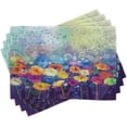 thumbnail image 5 of Lunarable Spring Place Mats Set of 4, Abstract Floral Petals in Misty Tones Daisy Gerbera Dandelion Blossom Meadow Paint, Washable Fabric Placemats for Dining Table, Standard Size, Purple Mint, 5 of 5
