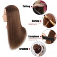 thumbnail image 4 of Cabello de maniquí Opini para cosmetología, 100% cabello humano real, castaño, 4 of 7